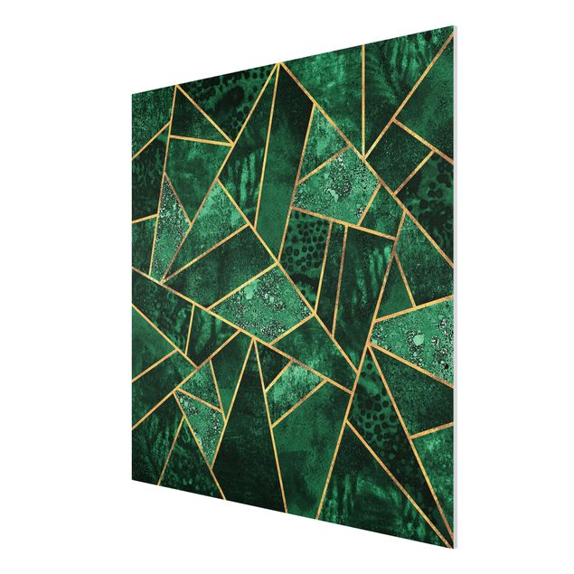 Forex Fine Art Print - Dunkler Smaragd mit Gold - Quadrat 1:1