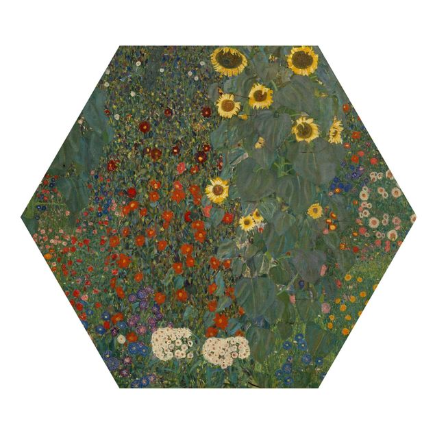 Bilder auf Holz Gustav Klimt - Garten Sonnenblumen