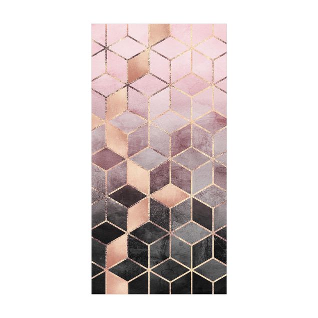 3D Teppiche Rosa Grau goldene Geometrie