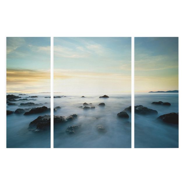 Leinwandbild 3-teilig - Sonnenuntergang über dem Ozean - Triptychon