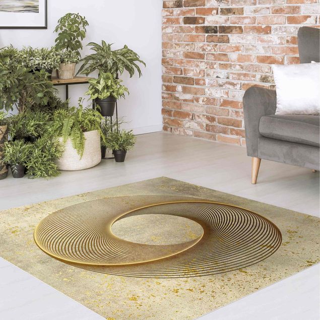 Moderner Teppich Line Art Kreisspirale Gold