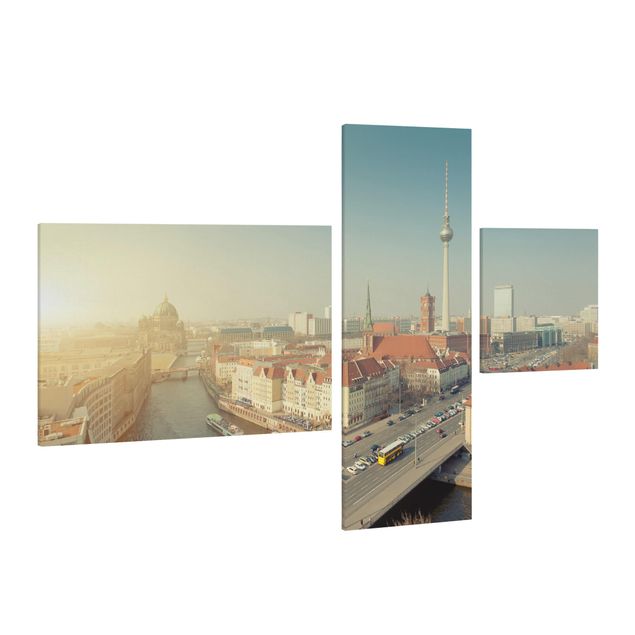 Leinwandbild 3-teilig - Berlin am Morgen - Collage 2