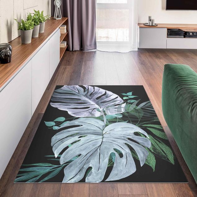 Moderne Teppiche Aquarell Tropisches Arrangement Farbenspiel