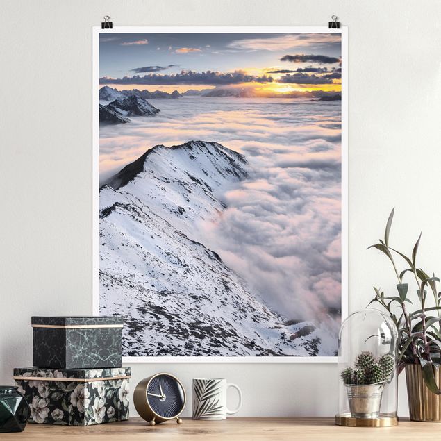 Poster Berge Blick über Wolken und Berge