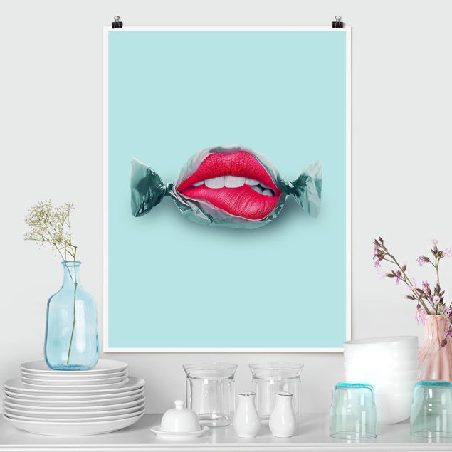 Wand Poster XXL Bonbon mit Lippen