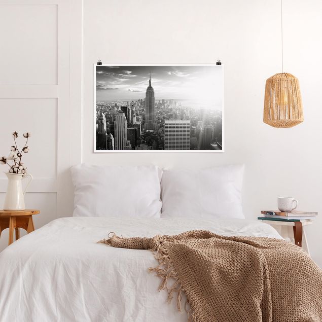 Poster schwarz-weiß Fotografie Manhattan Skyline
