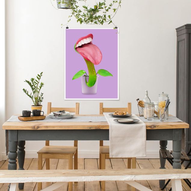 Poster Blumen Fleischfressende Pflanze mit Mund