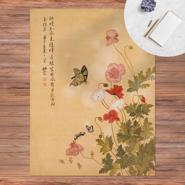 Teppich Balkon Yuanyu Ma - Mohnblumen und Schmetterlinge