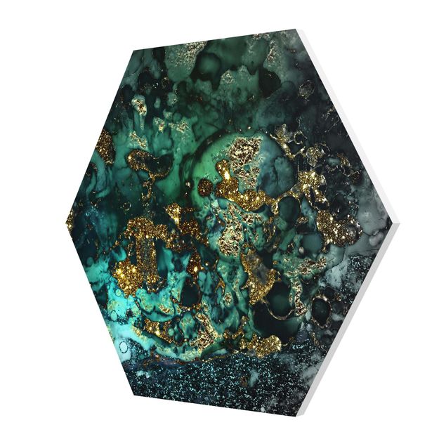 Hexagon Bild Forex - Goldene Meeres-Inseln Abstrakt
