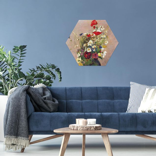 Hexagon Bild Forex - Odilon Redon - Blumenvase mit Mohn