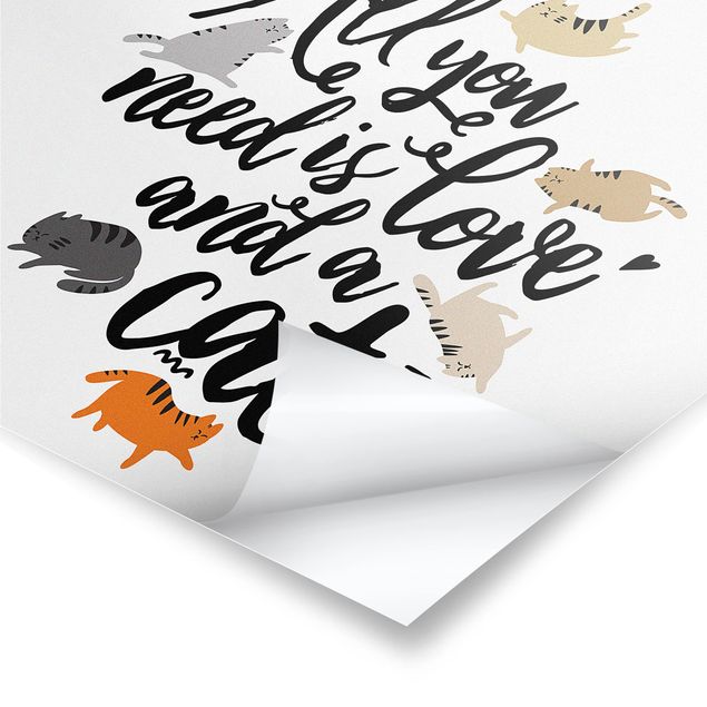 Poster - All you need is love and a cat - Quadrat 1:1