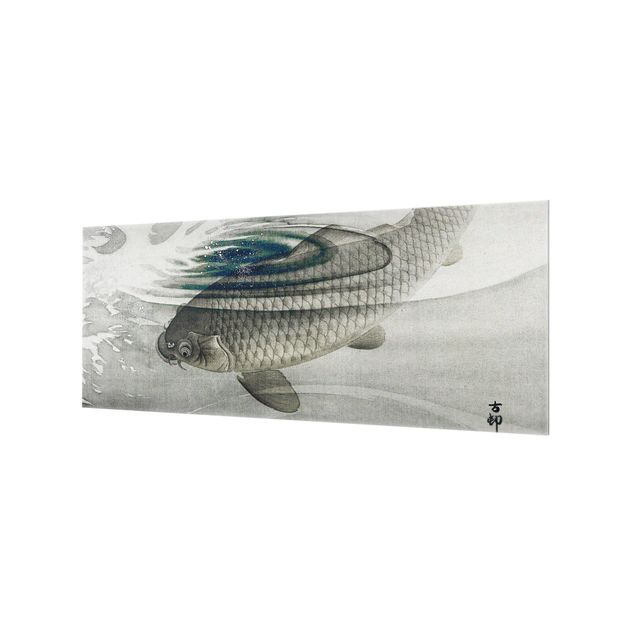 Spritzschutz Glas - Vintage Illustration Asiatische Fische III - Panorama - 5:2