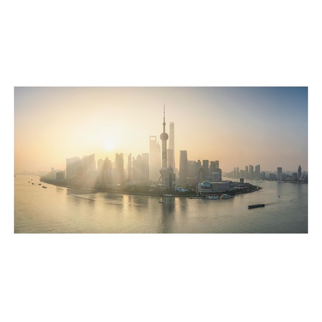Alu Dibond Bilder Pudong bei Sonnenaufgang