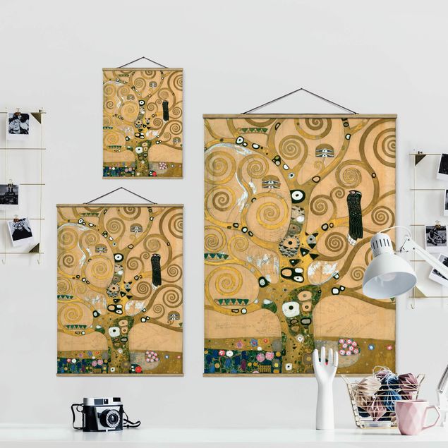 Stoffbild mit Posterleisten - Gustav Klimt - Der Lebensbaum - Hochformat 3:4