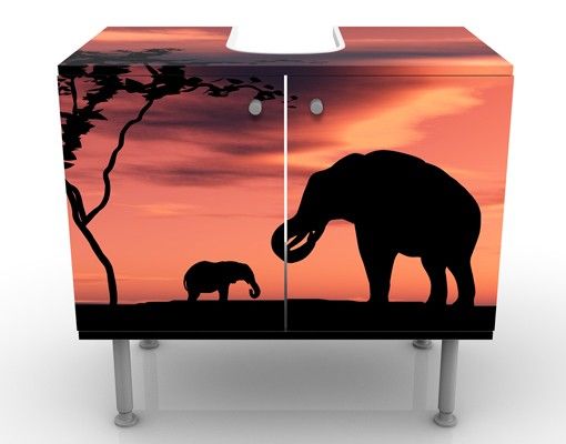 Waschbeckenunterschrank Skylines African Elefant Family