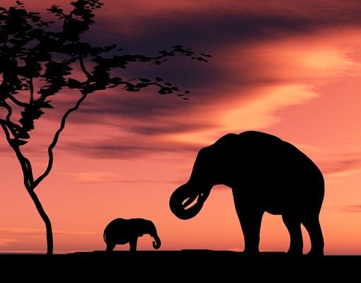 Waschbeckenunterschrank Motiv African Elefant Family