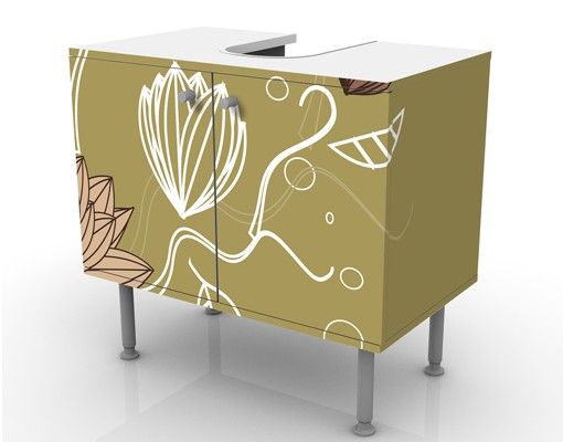 Waschbeckenunterschrank - Art Nouveau Flower - Blumen Badschrank