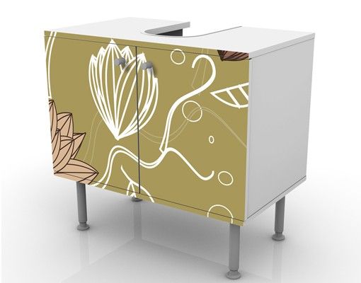 Waschbeckenunterschrank - Art Nouveau Flower - Blumen Badschrank