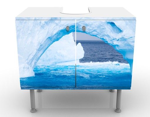 Waschbeckenunterschrank - Antarktischer Eisberg - Badschrank Weiß Blau