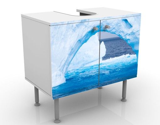 Waschbeckenunterschrank - Antarktischer Eisberg - Badschrank Weiß Blau