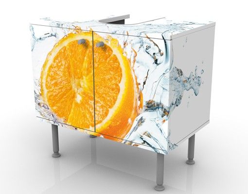 Waschbeckenunterschrank mit Motiv Frische Orange
