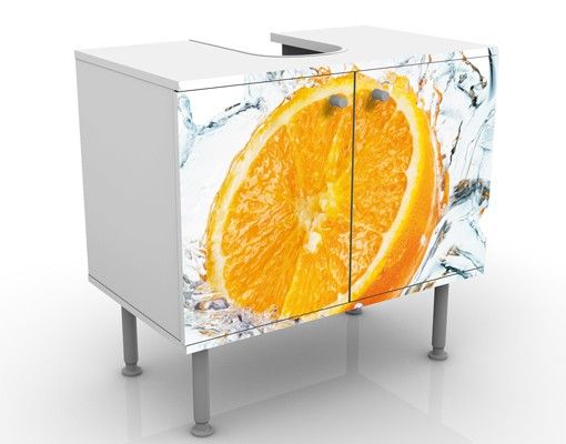 Waschbeckenunterschrank - Frische Orange - Badschrank Weiß Orange