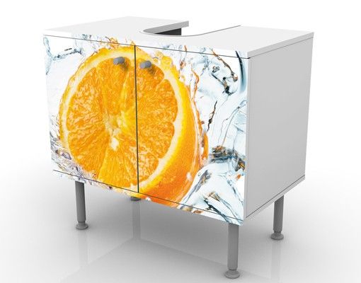Waschbeckenunterschrank - Frische Orange - Badschrank Weiß Orange