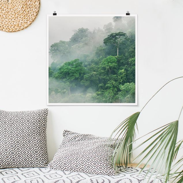 Poster - Dschungel im Nebel - Quadrat 1:1