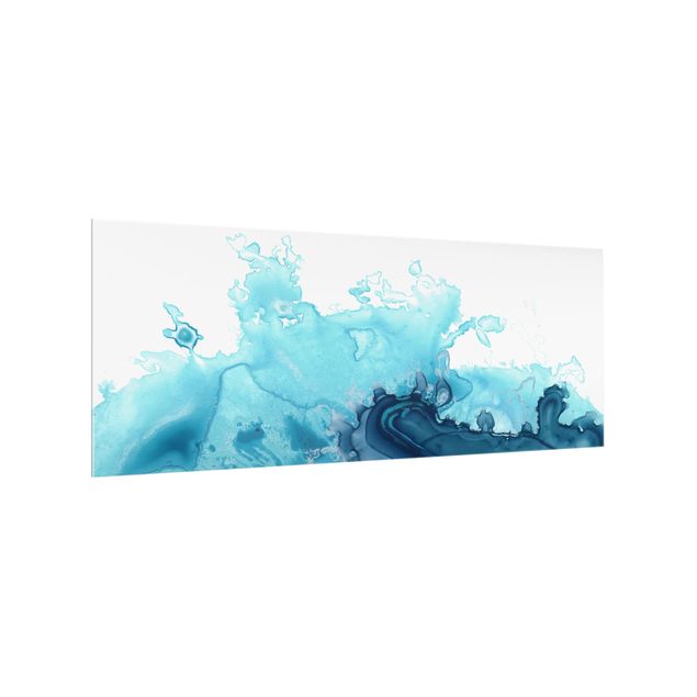 Spritzschutz Abstrakt Welle Aquarell Blau I