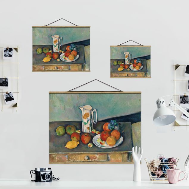 Stoffbild mit Posterleisten - Paul Cézanne - Stillleben Milchkrug - Querformat 4:3