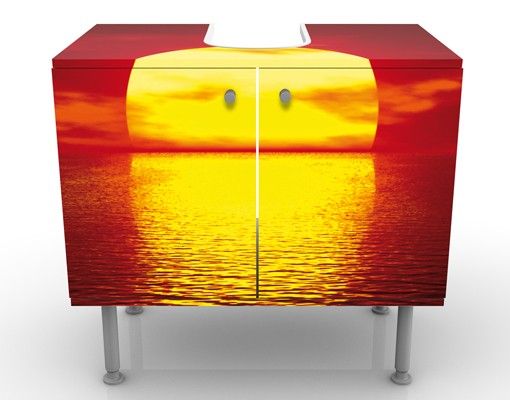 Waschbeckenunterschrank - Fantastic Sunset - Badschrank Orange Rot