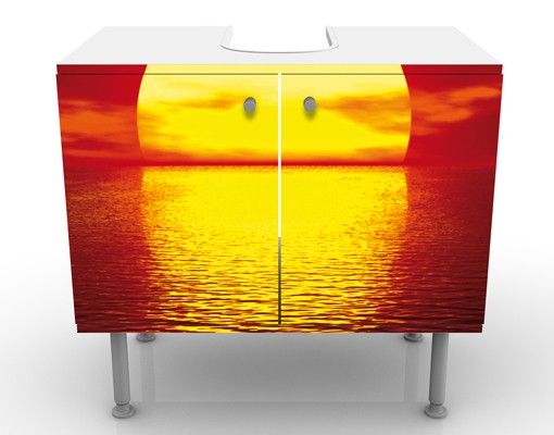Waschbeckenunterschrank - Fantastic Sunset - Badschrank Orange Rot