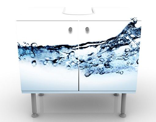 Waschbeckenunterschrank - Fizzy Water - Badschrank Weiß Blau