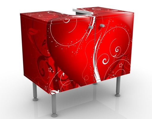 Waschbeckenunterschrank - Floral Heart - Badschrank Rot