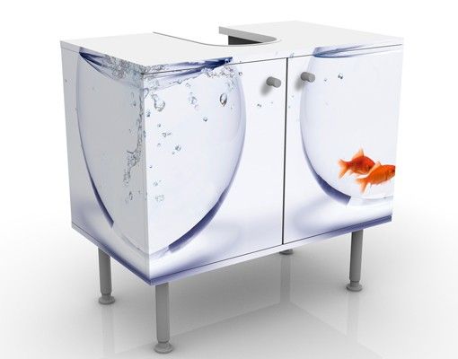 Waschbeckenunterschrank - Flying Goldfish - Badschrank Weiß