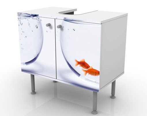 Waschbeckenunterschrank - Flying Goldfish - Badschrank Weiß