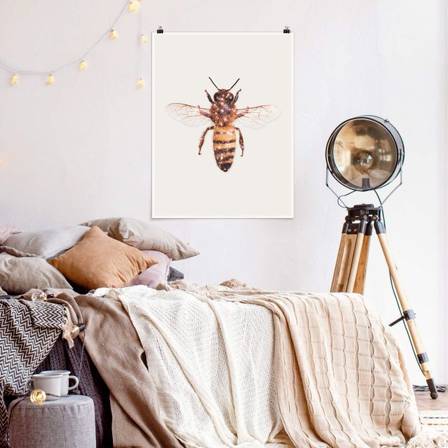 Tiere Poster Biene mit Glitzer