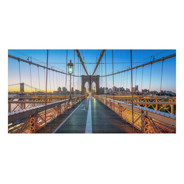 Alu-Dibond - Morgenblick von der Brooklyn Bridge - Hochformat