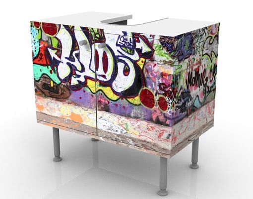 Waschbeckenunterschrank - Graffiti - Badschrank Bunt