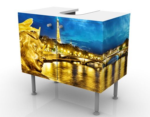 Waschbeckenunterschrank - Goldenes Paris - Badschrank Blau