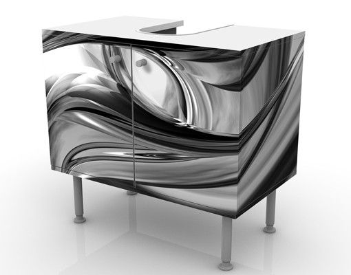 Waschbeckenunterschrank - Illusionary II - Badschrank Weiß Schwarz Grau
