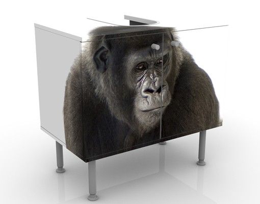 Waschbeckenunterschrank Tiere Liegender Gorilla I