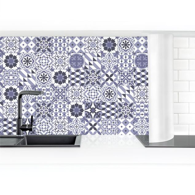 Küchenrückwand selbstklebend Geometrischer Fliesenmix Violett
