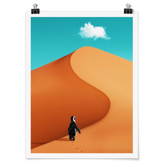 Jonas Loose Poster Wüste mit Pinguin