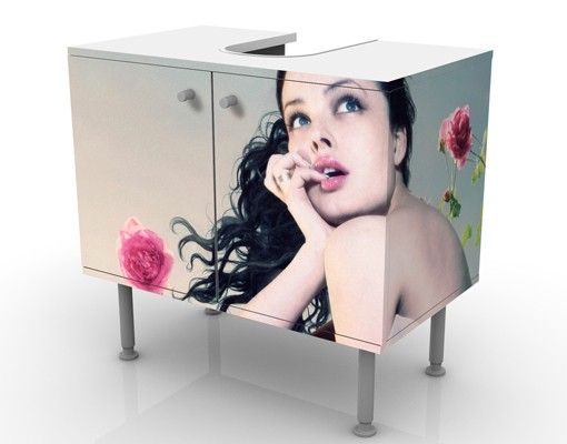Waschbeckenunterschrank - Frau im Rosenfeld - Badschrank Weiß