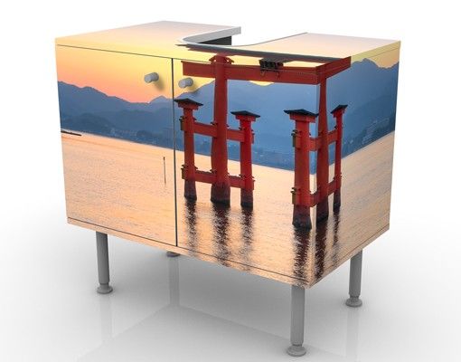 Waschbeckenunterschrank mit Motiv Torii am Itsukushima