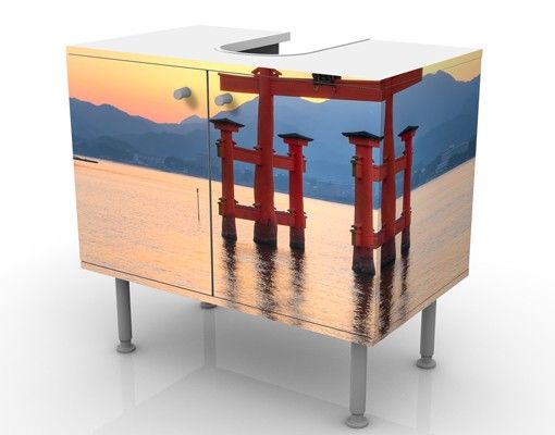 Waschbeckenunterschrank - Torii am Itsukushima - Badschrank Rot