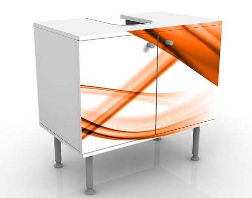 Waschbeckenunterschrank - Orange Element - Badschrank Weiß Orange