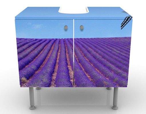 Waschbeckenunterschrank mit Motiv Lavendelduft in der Provence