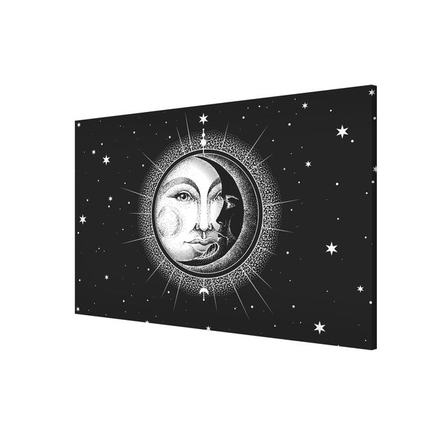 Magnettafel - Vintage Sonne und Mond Illustration - Hochformat 3:2